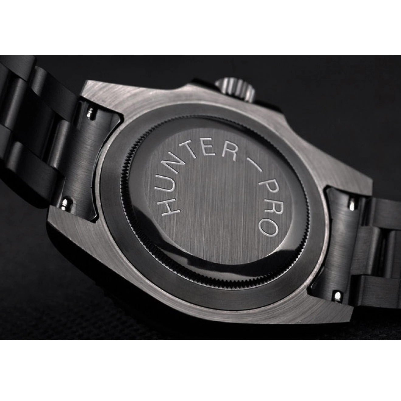 MiroTime 0726 Rolex Swiss Submariner Pro-Hunter Black Steel Strap Black Dial